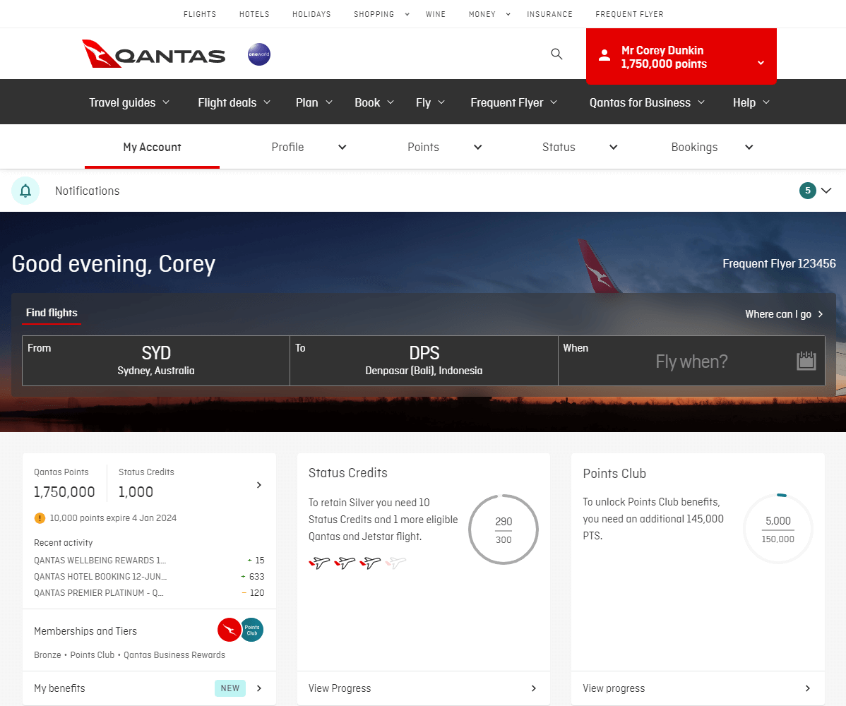 Qantas desktop